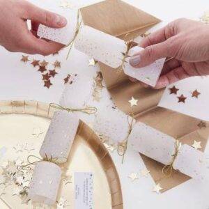 6 Crackers com confettis douradas - Natal