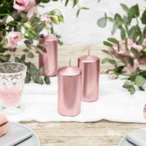 Velas de pilar - Metálico Rose Gold