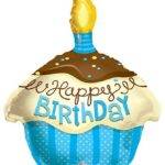Balão Foil 18" Happy Birthday Cupcake Azul
