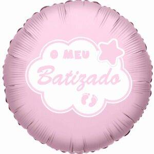 Balão Foil 18" O Meu Batizado - Rosa