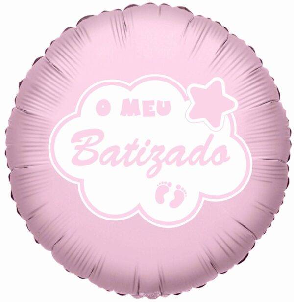 Balão Foil 18" O Meu Batizado - Rosa
