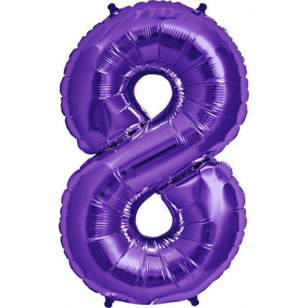 Balão de Foil Roxo " Número 8 "