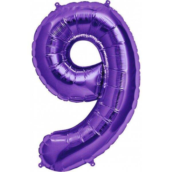 Balão de Foil Roxo " Número 9 "