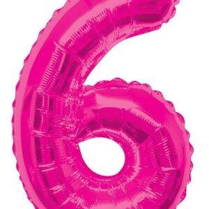 Balão de Foil Rosa " Número 6 "