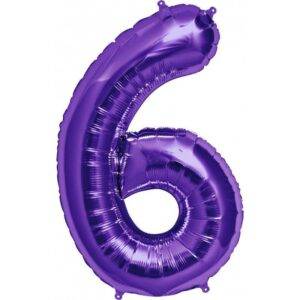 Balão de Foil Roxo " Número 6 "