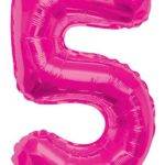 Balão de Foil Rosa " Número 5 "