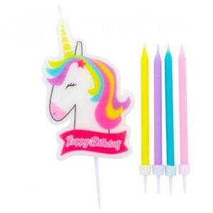 5 VELAS DE ANIVERSÁRIO UNICÓRNIO