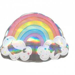 BALÃO FOIL SUPERSHAPE XL ARCO-ÍRIS (UNICÓRNIO & NARWHAL) HOLOGRÁFICO