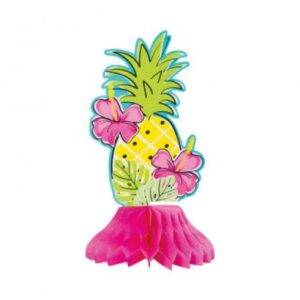3 MINI CENTROS DE MESA DECORATIVOS 6'' SUMMER ANANÁS & FLAMINGO