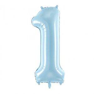 BALÃO FOIL 86 CM AZUL CLARO NÚMERO 1