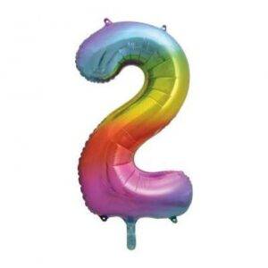 BALÃO FOIL 86 CM RAINBOW NÚMERO 2