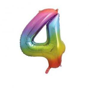 BALÃO FOIL 86 CM RAINBOW NÚMERO 4