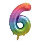 BALÃO FOIL 86 CM RAINBOW NÚMERO 6