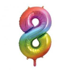 BALÃO FOIL 86 CM RAINBOW NÚMERO 8