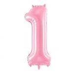BALÃO FOIL 86 CM ROSA CLARO NÚMERO 1