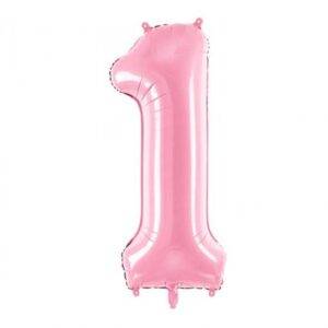 BALÃO FOIL 86 CM ROSA CLARO NÚMERO 1