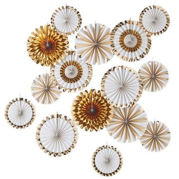 Decorações de fã de casamento de ouro