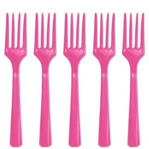 Garfos de plástico reutilizáveis ​​Rosa
