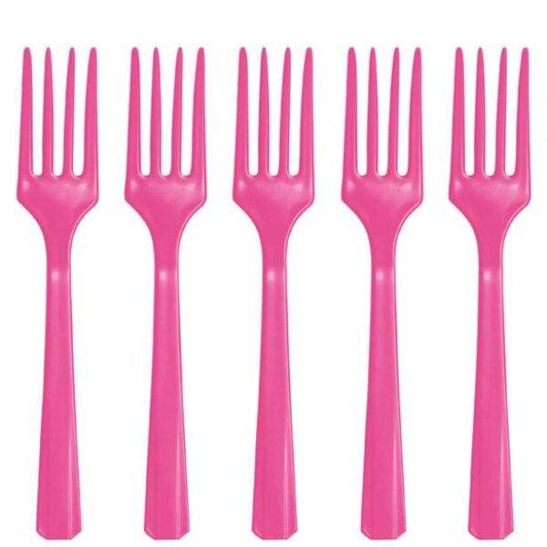 Garfos de plástico reutilizáveis ​​Rosa