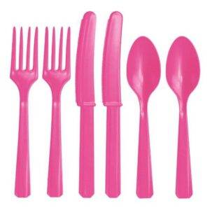 Talheres Reutilizáveis ​​Rosa Quente - Sortido 24 pk