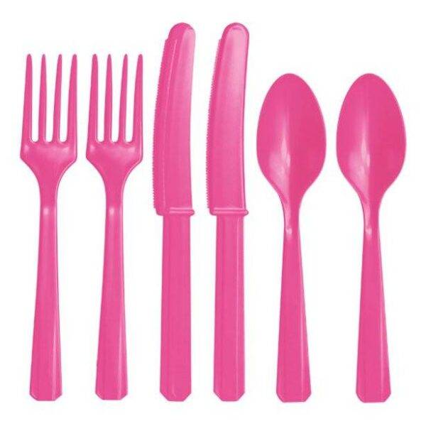 Talheres Reutilizáveis ​​Rosa Quente - Sortido 24 pk