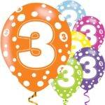 Balões Sortidos de 3º Aniversário - Látex de 11 ''
