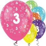Balões Tropical Stars de 3º Aniversário com Estrelas - Látex de 12 "