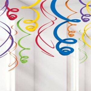 Decoração Rainbow Swirls Hanging - 55 cm