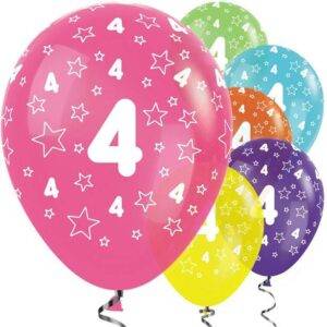 Balões de estrelas tropicais de 4º aniversário - 12 "de látex