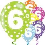 Balões Sortidos de 6º Aniversário - Látex de 11 ''