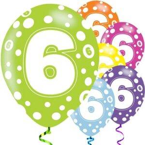 Balões Sortidos de 6º Aniversário - Látex de 11 ''