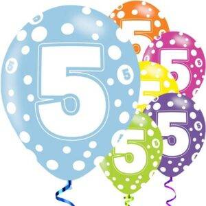 Balões Sortidos de 5º Aniversário - Látex de 11 ''