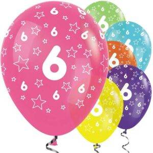 Balões de estrelas tropicais de 6º aniversário - 12 "de látex