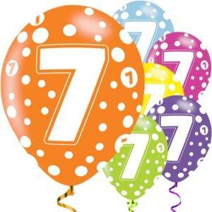Balões Sortidos de 7º Aniversário - Látex de 11 ''