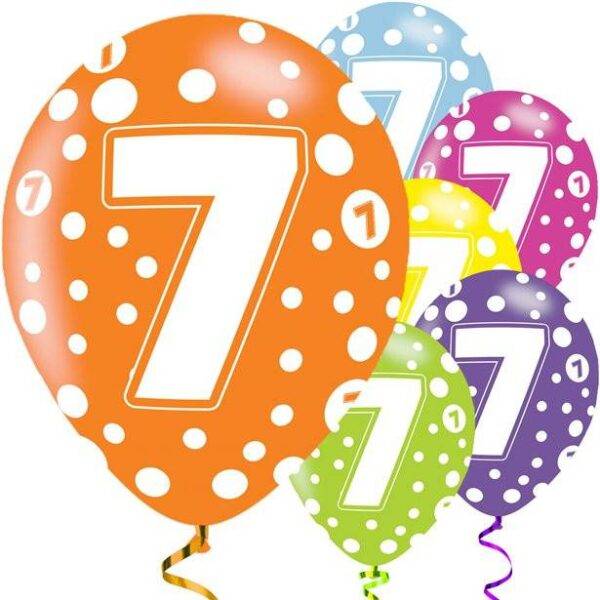 Balões Sortidos de 7º Aniversário - Látex de 11 ''