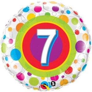 Balão de aniversário de 7 pontos coloridos - 18 "folha