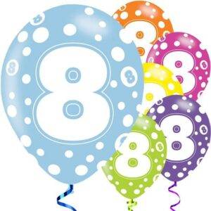 Balões Sortidos de 8o Aniversário - Látex de 11 ''