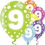 Balões Sortidos de 9o Aniversário - Látex de 11 ''