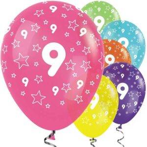 Balões tropicais de 9 anos de aniversário - 12 "de látex