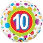 Balão de 10º aniversário de pontos coloridos - 18 "folha