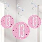 Redemoinhos de suspensão cor-de-rosa do aniversário 13