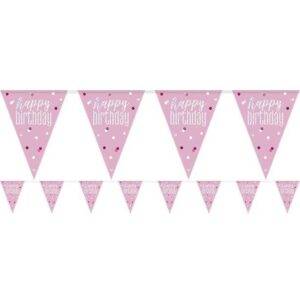 Grinalda 13 Aniversário Pritzmatic Bunting Glitz Rosa - 2.75 m