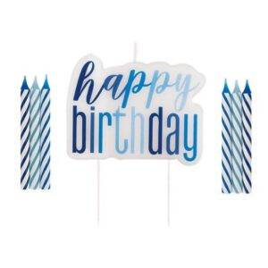 Conjunto de velas Glitz de aniversário Azul
