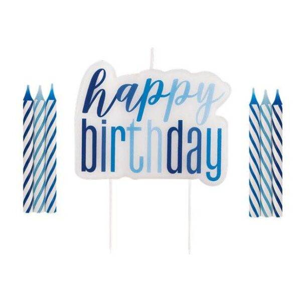 Conjunto de velas Glitz de aniversário Azul