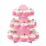 CUPCAKE STAND 3 ANDARES BOLAS ROSA