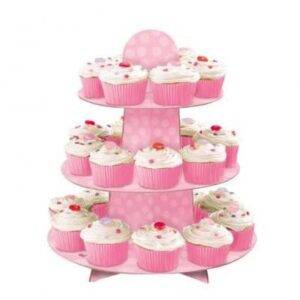 CUPCAKE STAND 3 ANDARES BOLAS ROSA