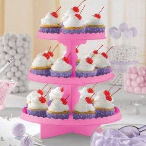 CUPCAKE STAND 29 CM 3 ANDARES ROSA CHOQUE
