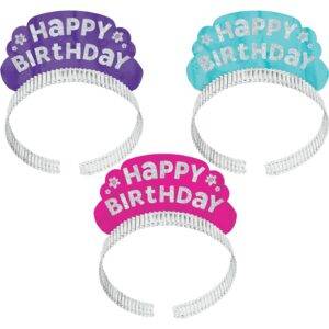 Tiaras de festa com glitter rosa e azul-petróleo