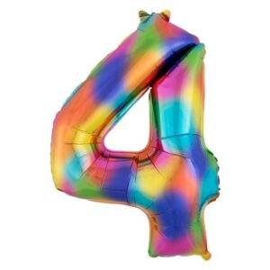 Balão Rainbow Splash número 4 - folha de 34 "
