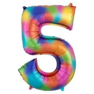 Balão Rainbow Splash número 5 - folha de 34 "